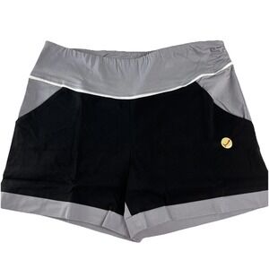 SwingDish Shorts‎ Womens XL Black Gray Colorblock Golf Athletic Rhinestone NEW